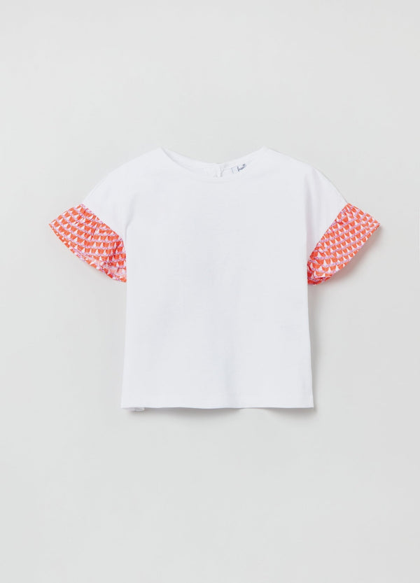 Cotton T-shirt with poplin peplum