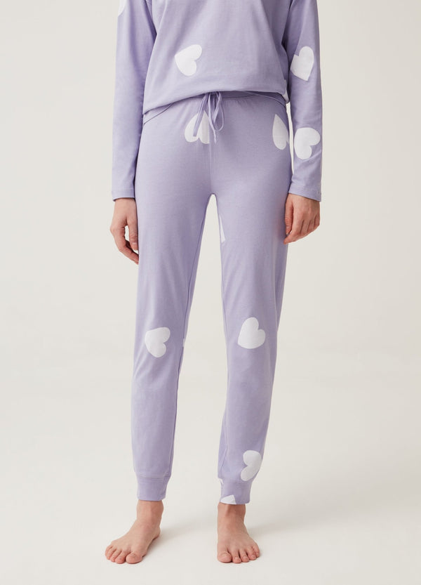 Full-length pyjamas with heart print