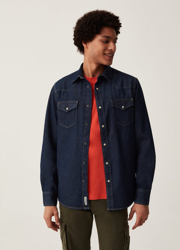 Grand&Hills denim shirt with pearl buttons