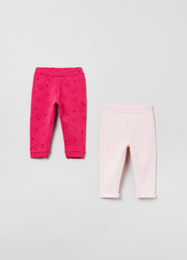 OVS Baby Girl Two-Pack Cotton Joggers With Print
