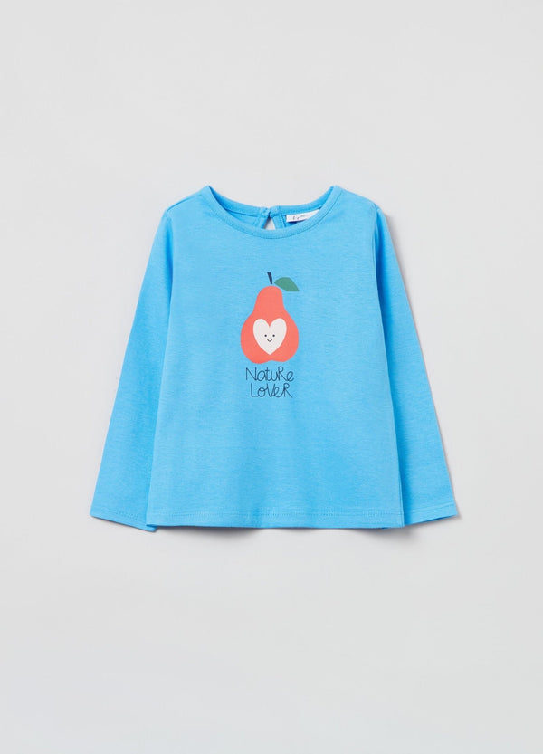OVS Cotton T-shirt With Pear And Heart Print