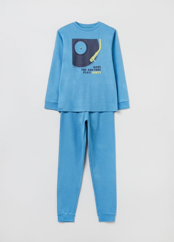 OVS Full-length Cotton Pyjamas With Vinyl Record Print