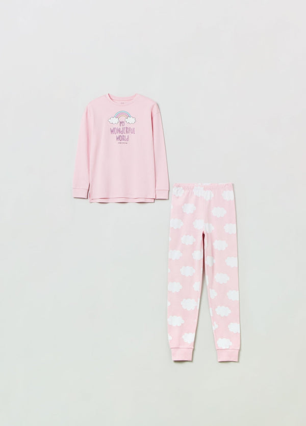 OVS Girls Cotton Pajamas With Rainbow Print