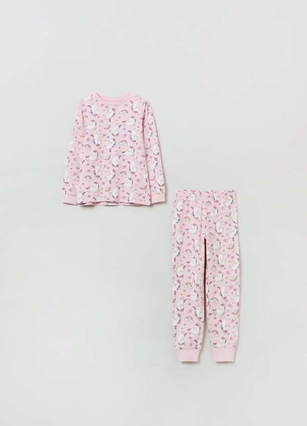 OVS Girls Cotton Pajamas With Unicorn Print