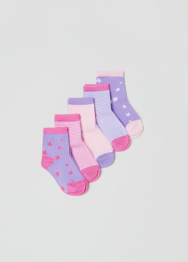 OVS Girls Five-Pair Pack Short Socks With Stars