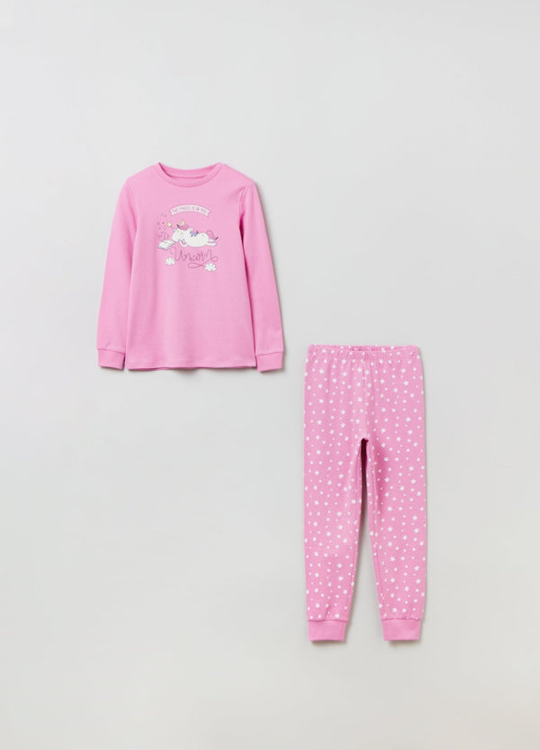 OVS Girls Full-Length Pajamas With Unicorn And Star Print
