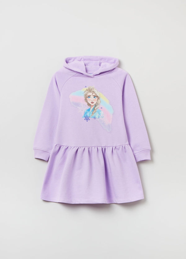 OVS Girls Plush Dress With Hood And Disney Frozen Print