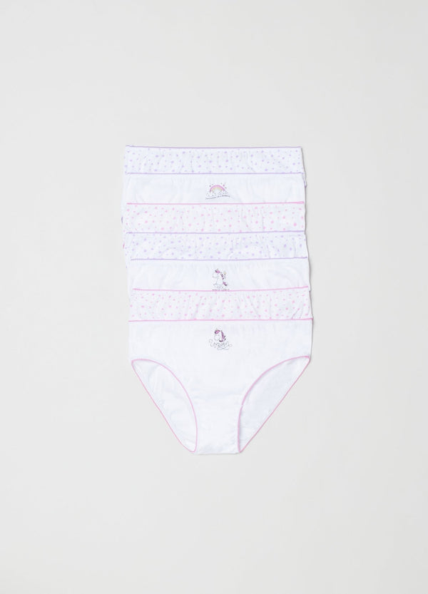 OVS Girls Seven-Pair Pack Briefs In Cotton With Print