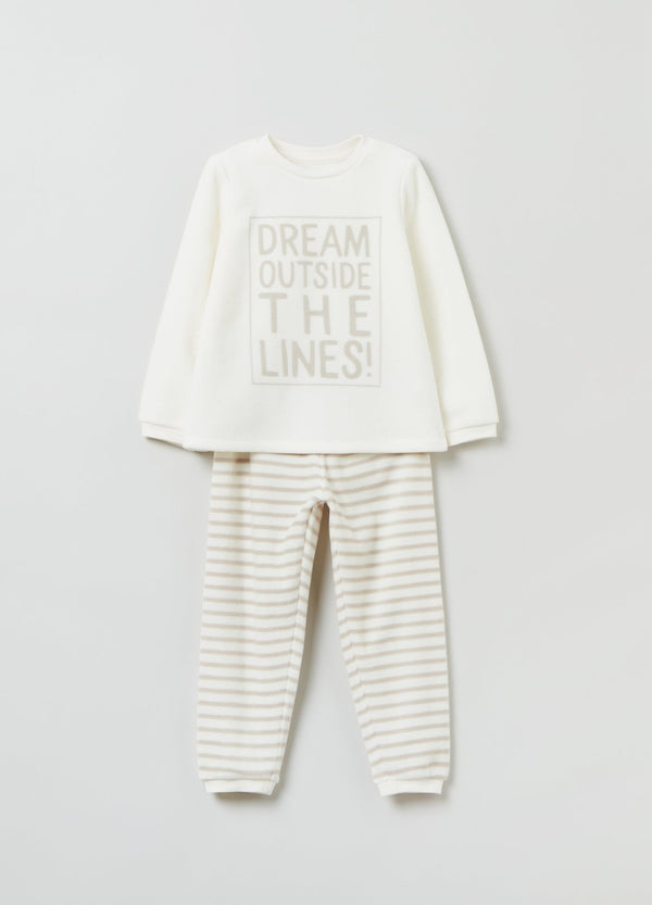 OVS Girls Slogan And Stripe Pyjama Set
