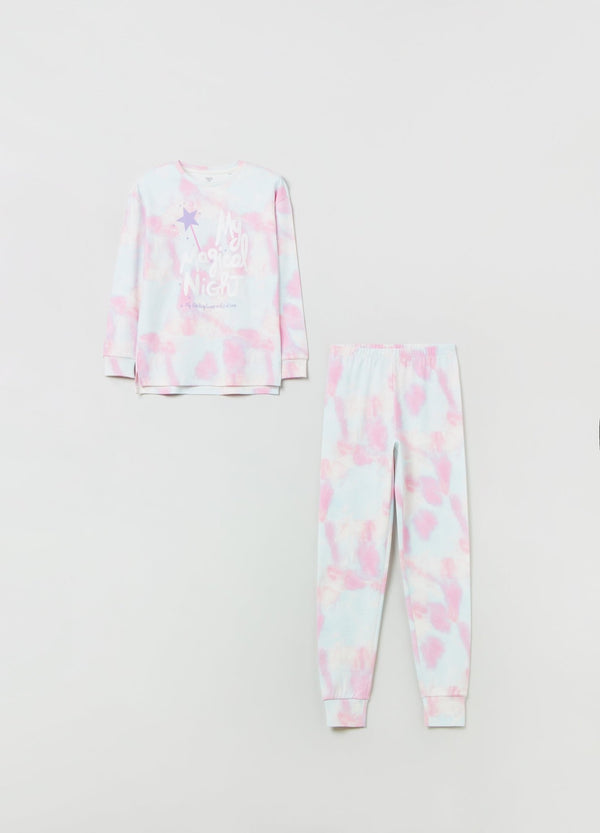 OVS Girls Tie Dye Pajamas With Glitter Print