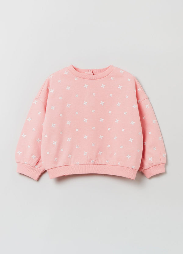 OVS HOUSEBRAND Cotton Sweatshirt With Small Flowers Embroidery