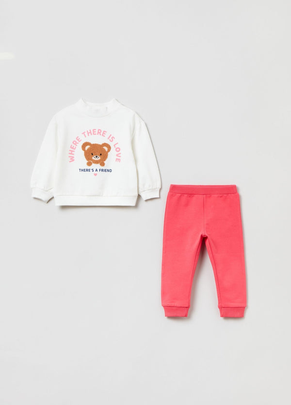 OVS Jogging Set With Top With Teddy Bear Patch