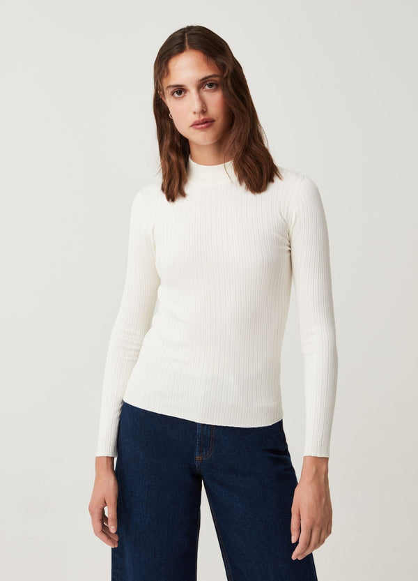 OVS Pullover With Short Sleeves And Mock Neck
