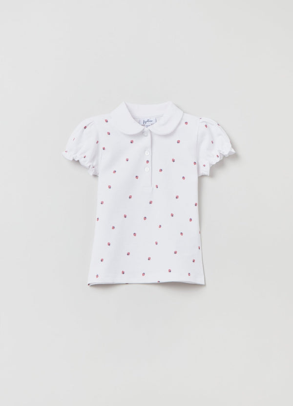 Pique polo shirt with strawberry print