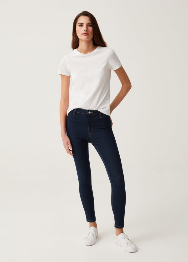Stretch jeggings with button