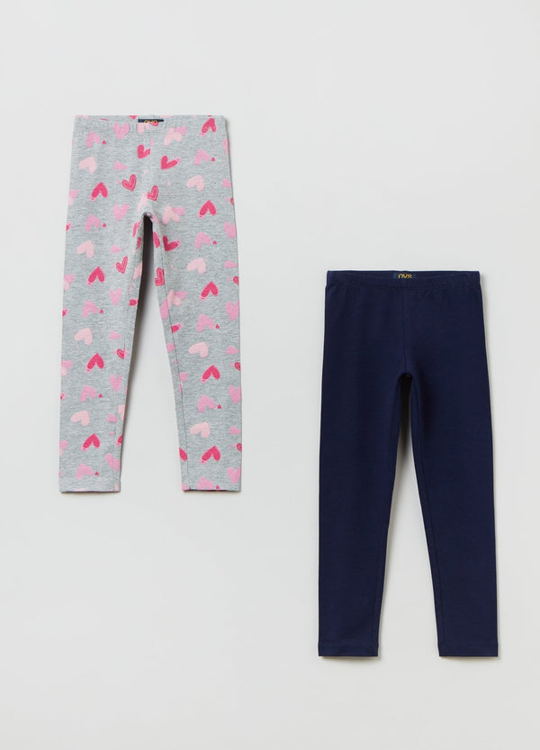 Two-pack leggings with heart print